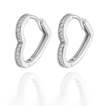 Load image into Gallery viewer, Pave Heart Huggies in Gold and Silver