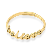 Load image into Gallery viewer, Believe Adjustable Ring Gold and Silver
