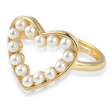 Load image into Gallery viewer, Heart of Pearls Adjustable Ring in Gold and Silver