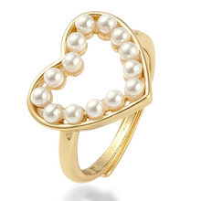 Load image into Gallery viewer, Heart of Pearls Adjustable Ring in Gold and Silver