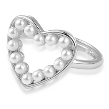 Load image into Gallery viewer, Heart of Pearls Adjustable Ring in Gold and Silver