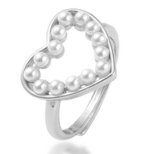 Load image into Gallery viewer, Heart of Pearls Adjustable Ring in Gold and Silver