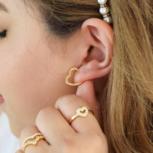 Load image into Gallery viewer, Pave Heart Huggies in Gold and Silver