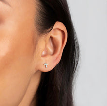 Load image into Gallery viewer, Tiny Cross Stud Earrings in Gold & Silver