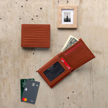 Load image into Gallery viewer, Carry-It-All Bifold Mens Leather Wallet (American Flag optional)