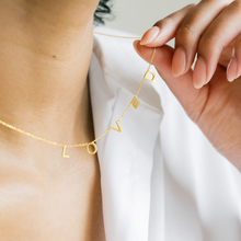 Load image into Gallery viewer, LOVED Demi-Fine Letter Necklace in Gold and Silver