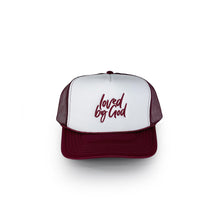 Load image into Gallery viewer, Loved by God Scripted Trucker Hats
