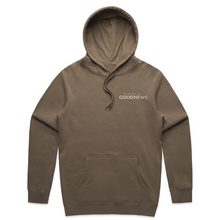 Load image into Gallery viewer, GOOD NEWS STENCIL HOODED PULLOVER WALNUT