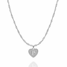 Load image into Gallery viewer, Initial Heart Necklace in Silver