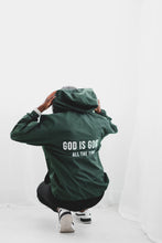 Load image into Gallery viewer, "God is Good" Lightweight Windbreaker Jacket - Forest Green