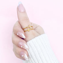Load image into Gallery viewer, Heaven's Grace Adjustable Cross Ring Gold and Silver
