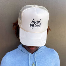 Load image into Gallery viewer, Loved by God Scripted Trucker Hats