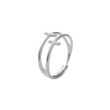 Load image into Gallery viewer, Heaven's Grace Adjustable Cross Ring Gold and Silver