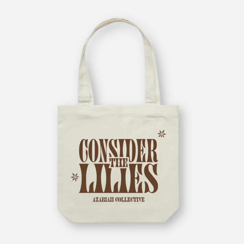CONSIDER THE LILIES TOTE BAG (CREAM/BROWN)