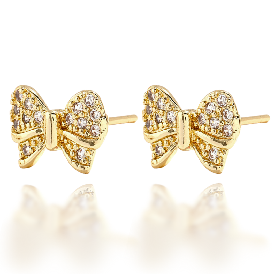 Cute Bow Stud Earrings in Gold & Silver