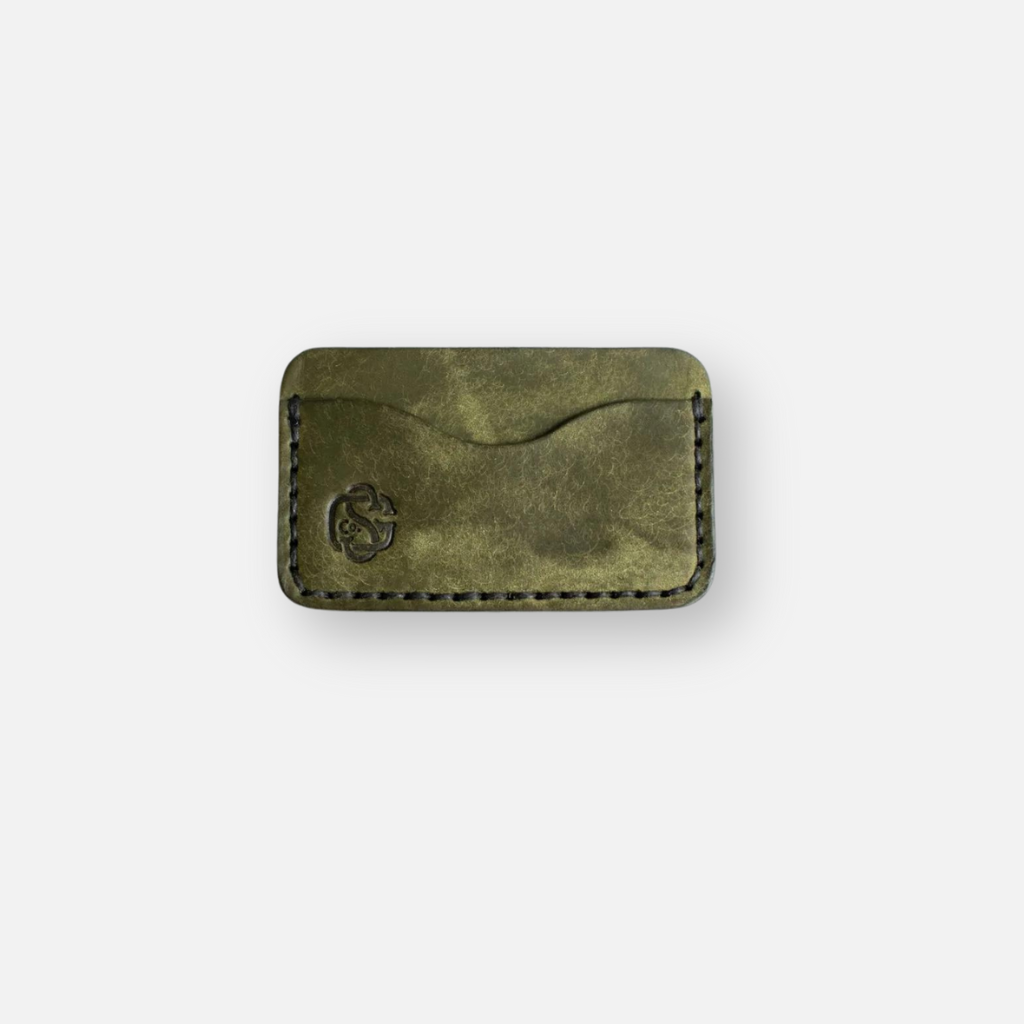 Olive Pueblo/Black Thread 3 Pocket Leather Wallet