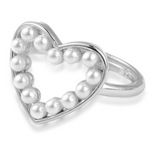 Load image into Gallery viewer, Heart of Pearls Adjustable Ring in Gold and Silver
