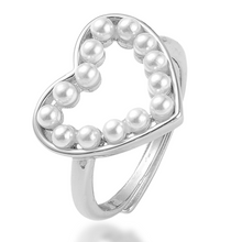 Load image into Gallery viewer, Heart of Pearls Adjustable Ring in Gold and Silver
