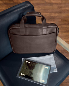 León Full Grain Leather Briefcase / Messenger Bag