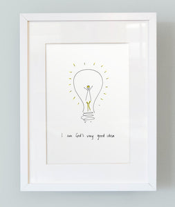 'I am God's very good idea' Unframed Boy's Print