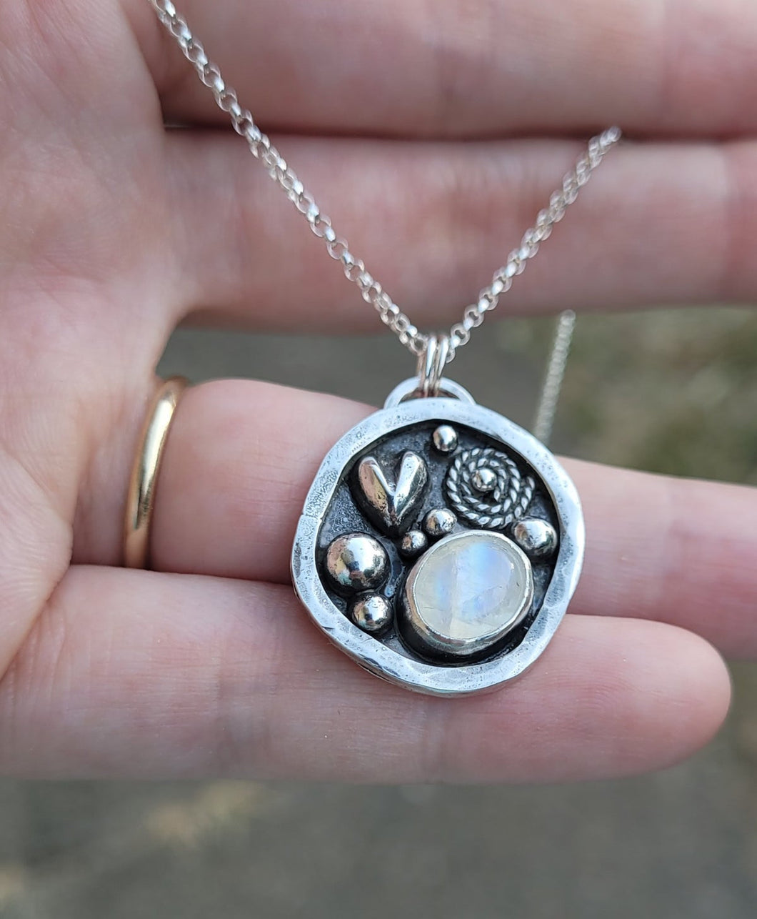 Moonstone Sterling Heart Necklace