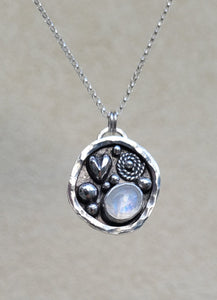 Moonstone Sterling Heart Necklace