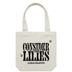 CONSIDER THE LILIES TOTE BAG (CREAM/BLACK)