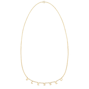 BLESSED Demi-Fine Letter Necklace in Gold and Silver