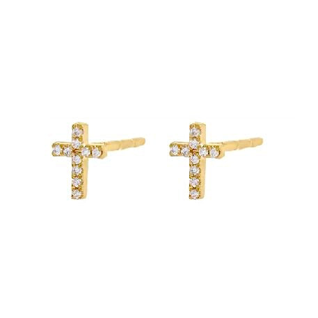 Tiny Cross Stud Earrings in Gold & Silver