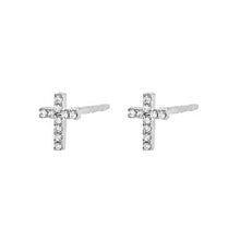 Load image into Gallery viewer, Tiny Cross Stud Earrings in Gold &amp; Silver
