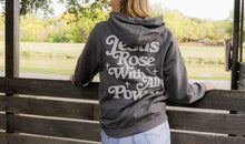 Load image into Gallery viewer, JESUS ROSE WITH ALL POWER HOODIE CHARCOAL
