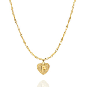 Initial Heart Necklace in Gold