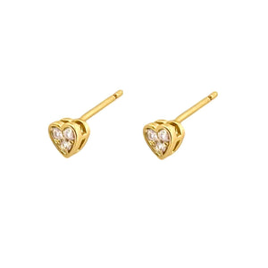 Tiny Heart Stud Earrings in Gold