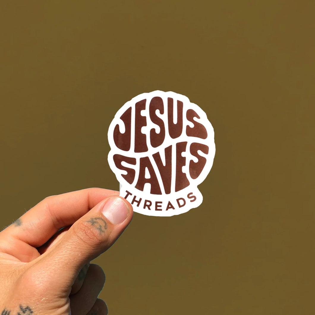 Jesus Saves Threads Logo Sticker