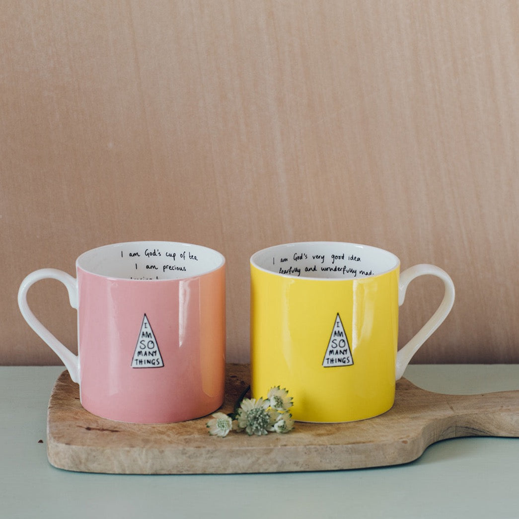 Yellow & Pink Christian Mug Set